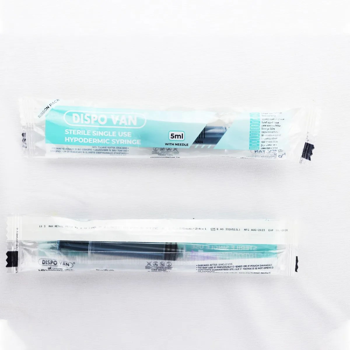 HMD DispoVan 5ml Syringe with needle - 24G x 1inch (pack of 100) - Image 3