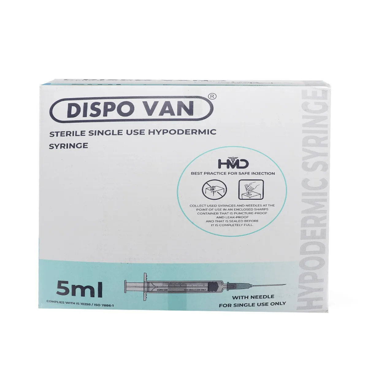 HMD DispoVan 5ml Syringe with needle - 24G x 1inch (pack of 100) - Image 2